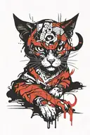 Angry cat sleeping tattoo design idea