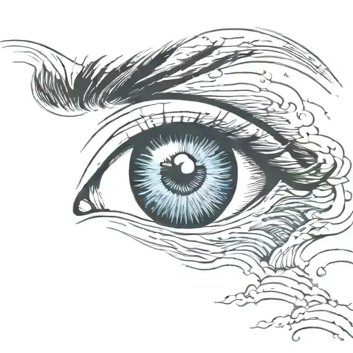 eye over a sea waves tattoo design idea