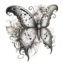Create a whimsical goat butterfly hybrid design with a watercolor effect tattoo design idea