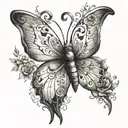 Create a whimsical goat butterfly hybrid design with a watercolor effect tattoo design idea