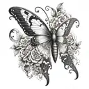 Create a whimsical goat butterfly hybrid design with a watercolor effect tattoo design idea