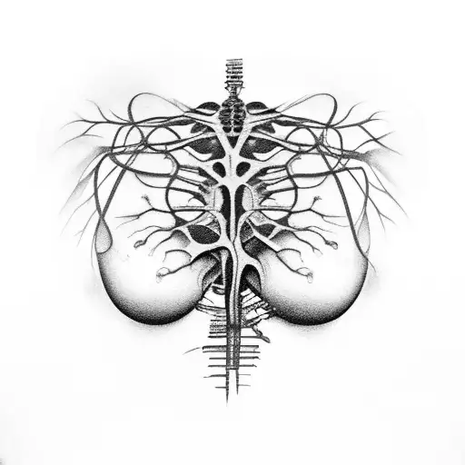 Autopsy scars, V at the chest straight line, goes down to above the bellybutton, then curves around the belly button go  tattoo design idea