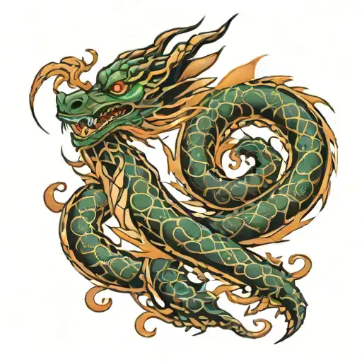 dragon coiled tattoo design idea