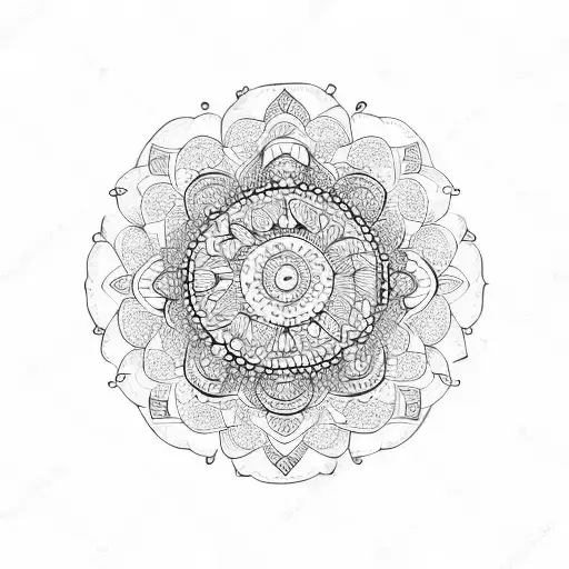 Mandala circular con corazones tattoo design idea