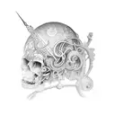 A dotwork illustration of a classical sculpture tattoo design idea