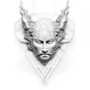 A dotwork illustration of a classical sculpture tattoo design idea