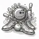 bowling ball and pins sur signe infini avec piste en fond tattoo design idea
