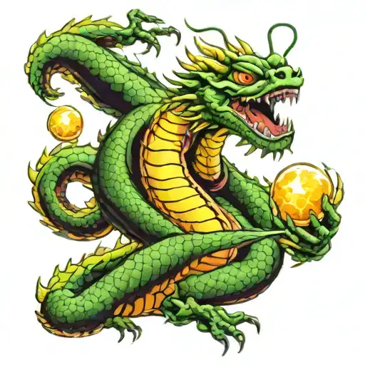 shenron with dragon balls flying tattoo design idea