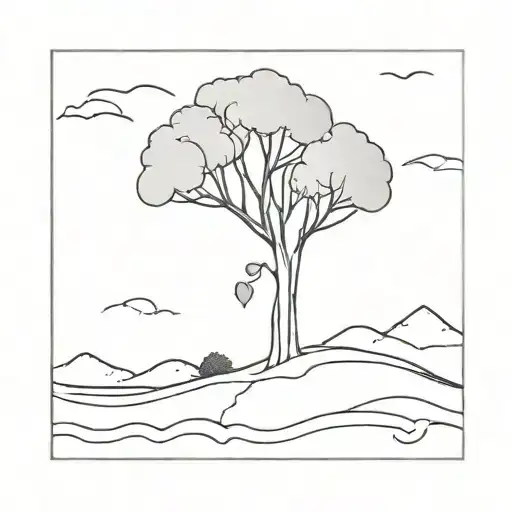 a tree comin from dominican republic island, the tree has hearts tattoo design idea
