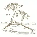 a tree comin from dominican republic island, the tree has hearts tattoo design idea