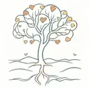 a tree comin from dominican republic island, the tree has hearts tattoo design idea