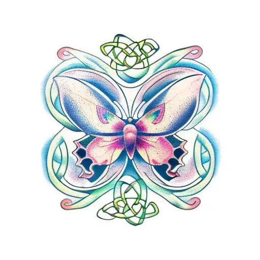 celtic butterfly, rose, vines, leaves, chest piece tattoo design idea