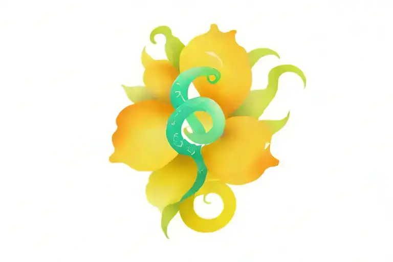 CATTLE BRAND WITH FLOWERS AND SERPENT tattoo design idea