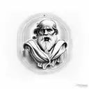 philosopher Diogenes. below the caption "I'm looking for a man" in ancient Greek tattoo design idea