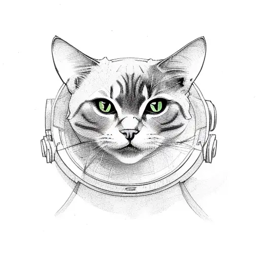 black cat space tattoo design idea