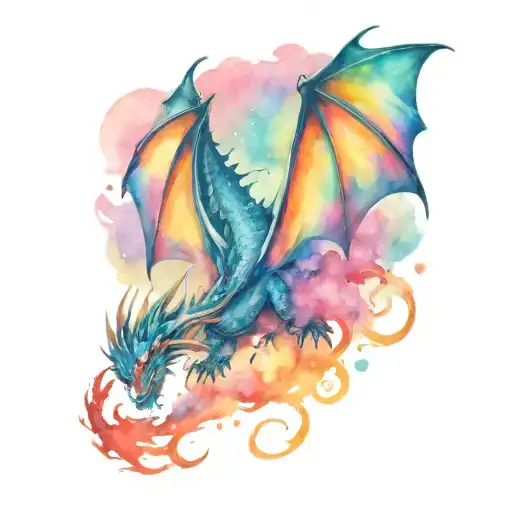dragons and night sky tattoo design idea