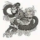 monkey king and dragon tattoo design idea