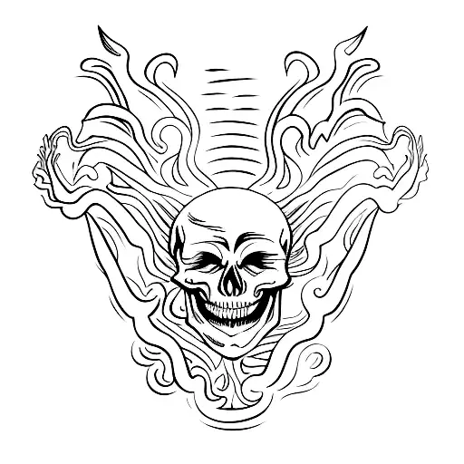 devil horns hand symbol. skeleton tattoo design idea