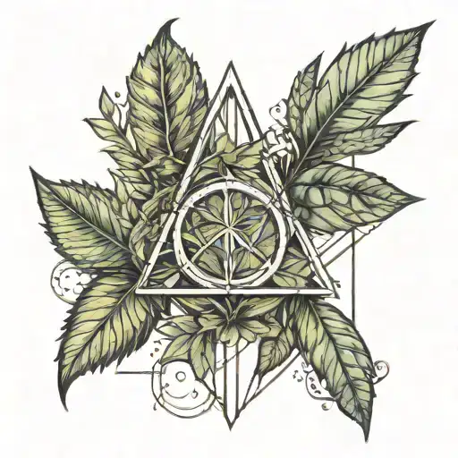 Harry Potter and weed leaf intertwined tattoo design idea