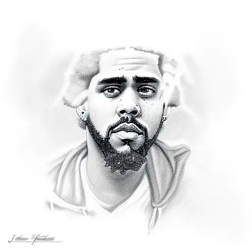 j cole portait in an eyeball tattoo design idea