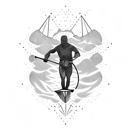 wakeboarding silhouette  tattoo design idea