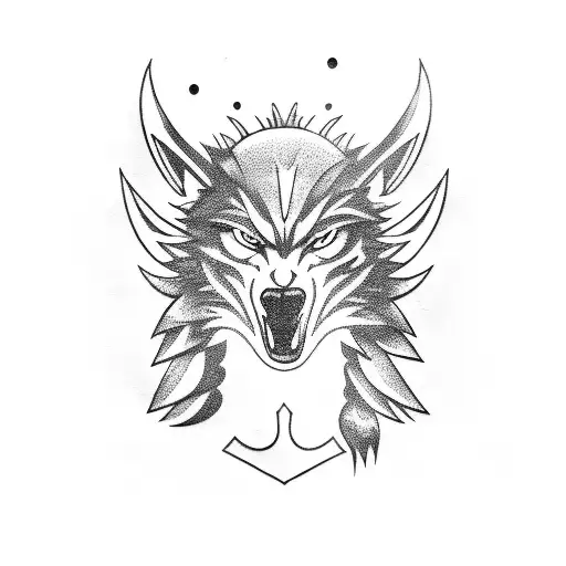 A werewolf playing an electric guitar tattoo design idea