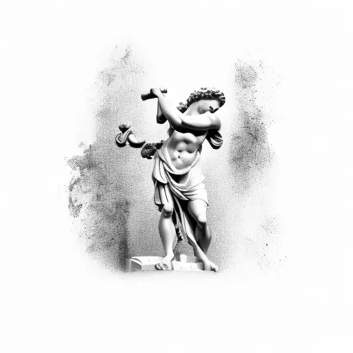 broken greek statue tattoo design idea
