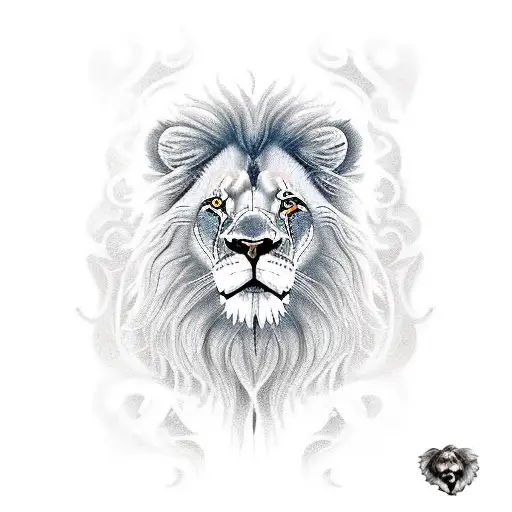 lion and rabbit fire tattoo design idea