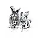 lion and rabbit fire tattoo design idea