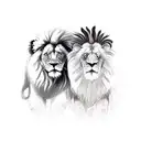 lion and rabbit fire tattoo design idea