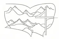 Cross with mountains across tattoo design idea