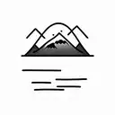 Floating island. The rocky portion underneath the water is a snow capped mountain. Above the water, a beach with waves tattoo design idea