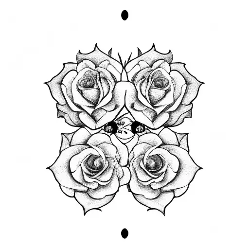 Ladybug with roses tattoo design idea