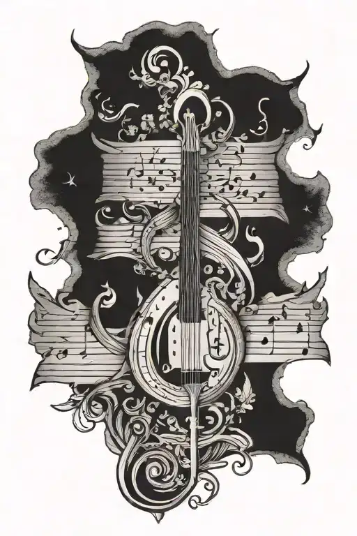 old sheet music tattoo design idea