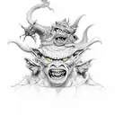 hell with goblins and demons  tattoo design idea