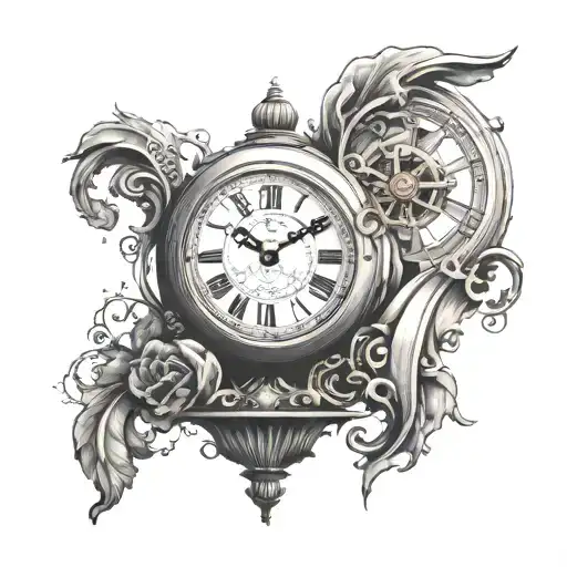  Roman clock, inside a broken lamp tattoo design idea