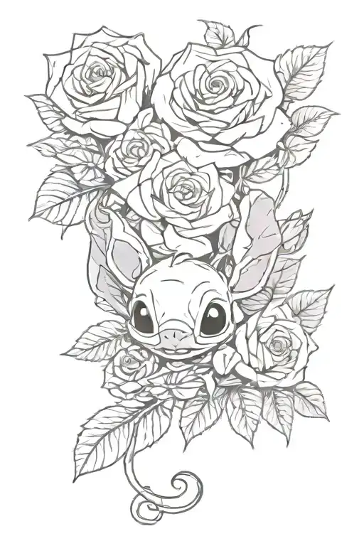 stich with roses  tattoo design idea