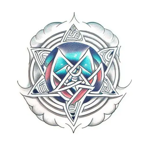 triskele with the elements in the background tattoo design idea