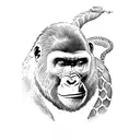 Gorilla eating an snake tattoo design idea