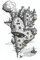 howl's moving castle floating tattoo design idea