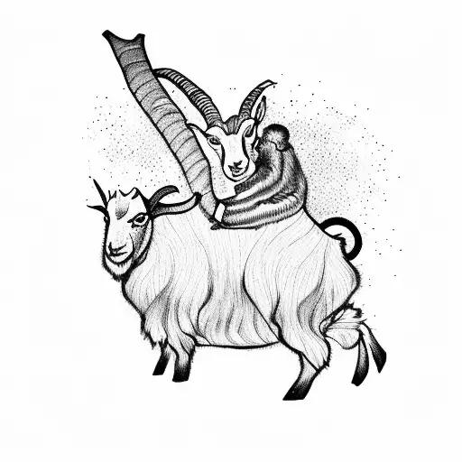 goat and monkey like chinese sign tattoo design idea