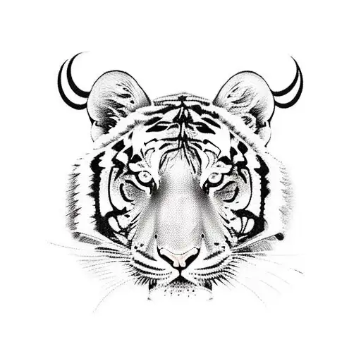 tiger, roses, lightning, nyc skyline tattoo design idea