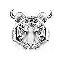 tiger, roses, lightning, nyc skyline tattoo design idea