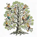 four people climbing tree tattoo design idea