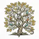 four people climbing tree tattoo design idea
