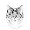 scottish fold (no ears)  black smoke cat and shmanism, thengrism  tattoo design idea