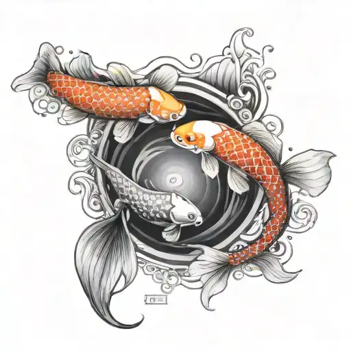 Yin Yang koi fish tattoo design idea