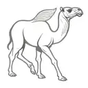 a camel with wings, only outlines black and white tattoo design idea