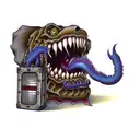 a monster's mouth, mimic, american traditional tattoo design idea