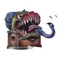 a monster's mouth, mimic, american traditional tattoo design idea